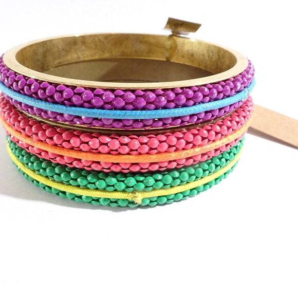 Lee Angel Enamel Mesh Rainbow Bangle Set of 3 NWT 265 - Picture 2 of 7
